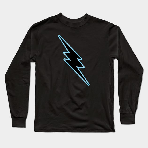 Black-Light Blue Lightning Bolt Long Sleeve T-Shirt by SpaceAlienTees